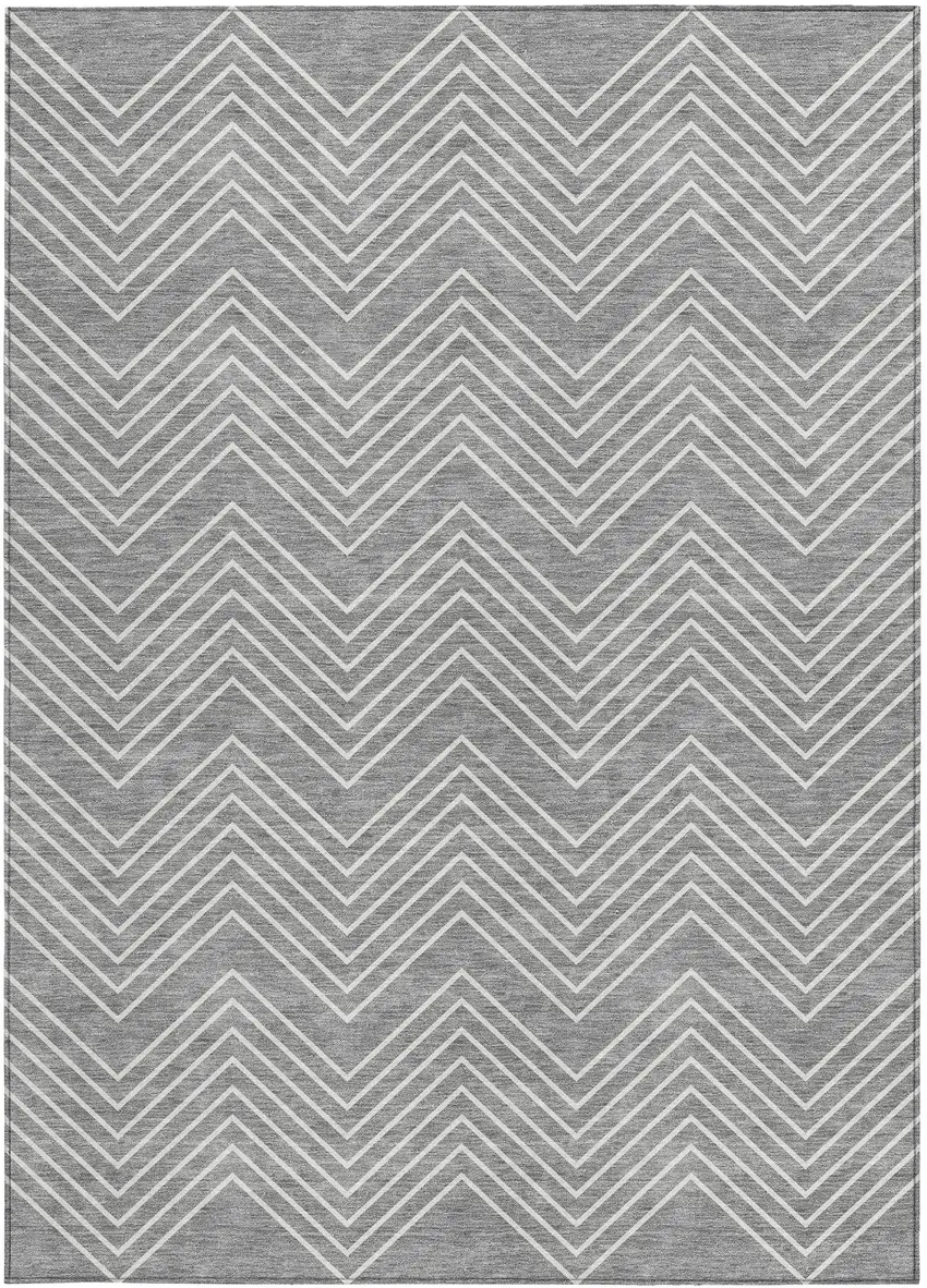 Gray And Ivory Geometric Washable Indoor Outdoor Area Rug Photo 3