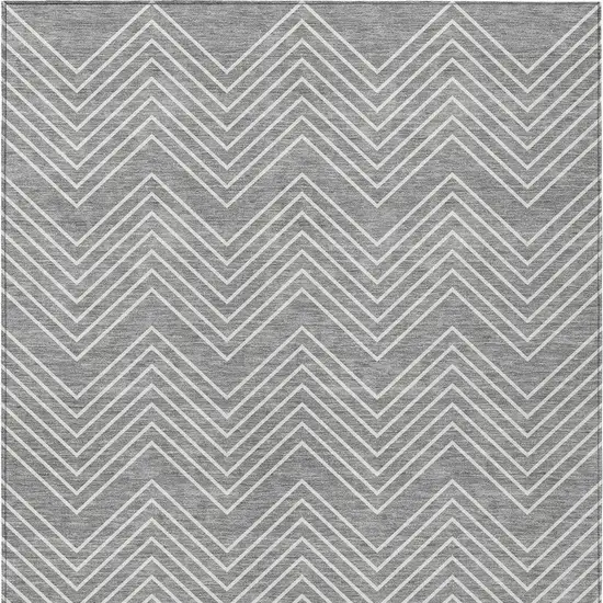 Gray And Ivory Geometric Washable Indoor Outdoor Area Rug Photo 3