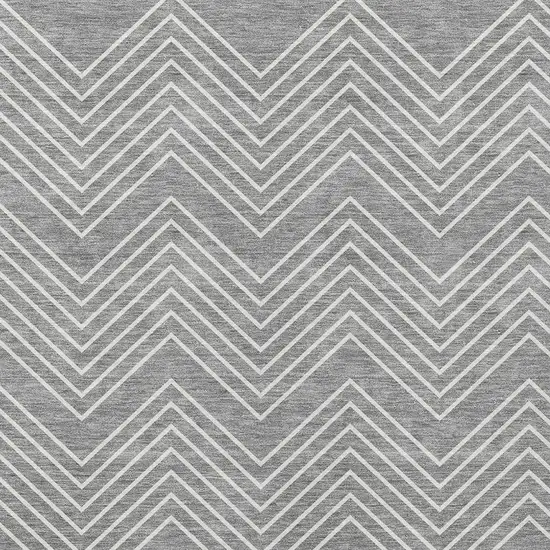 Gray And Ivory Geometric Washable Indoor Outdoor Area Rug Photo 2