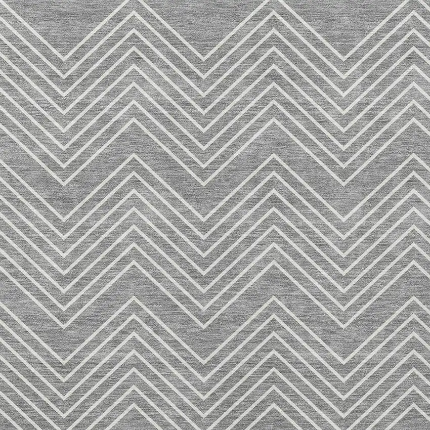 Gray And Ivory Geometric Washable Indoor Outdoor Area Rug Photo 2