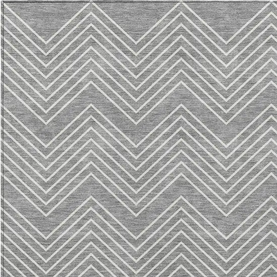 Gray And Ivory Geometric Washable Indoor Outdoor Area Rug Photo 2