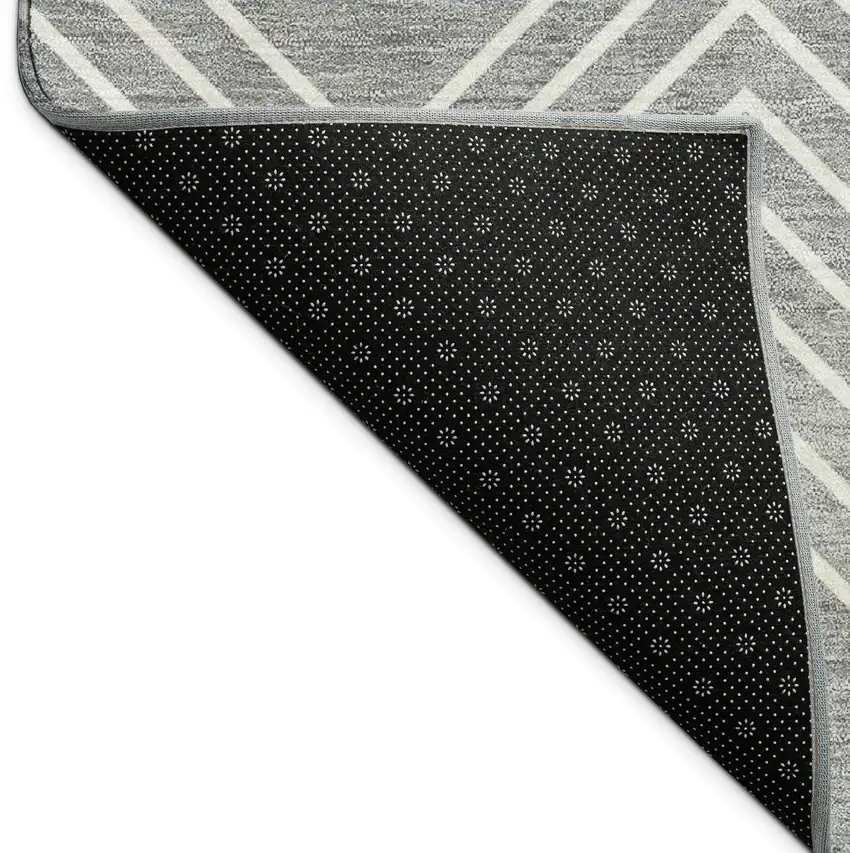 Gray And Ivory Geometric Washable Indoor Outdoor Area Rug Photo 9