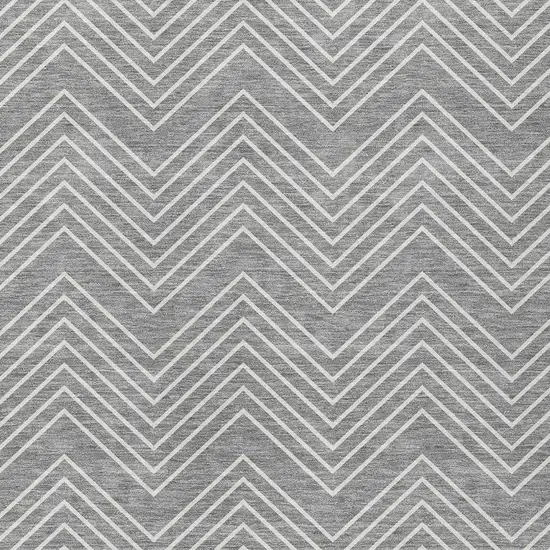 Gray And Ivory Geometric Washable Indoor Outdoor Area Rug Photo 2