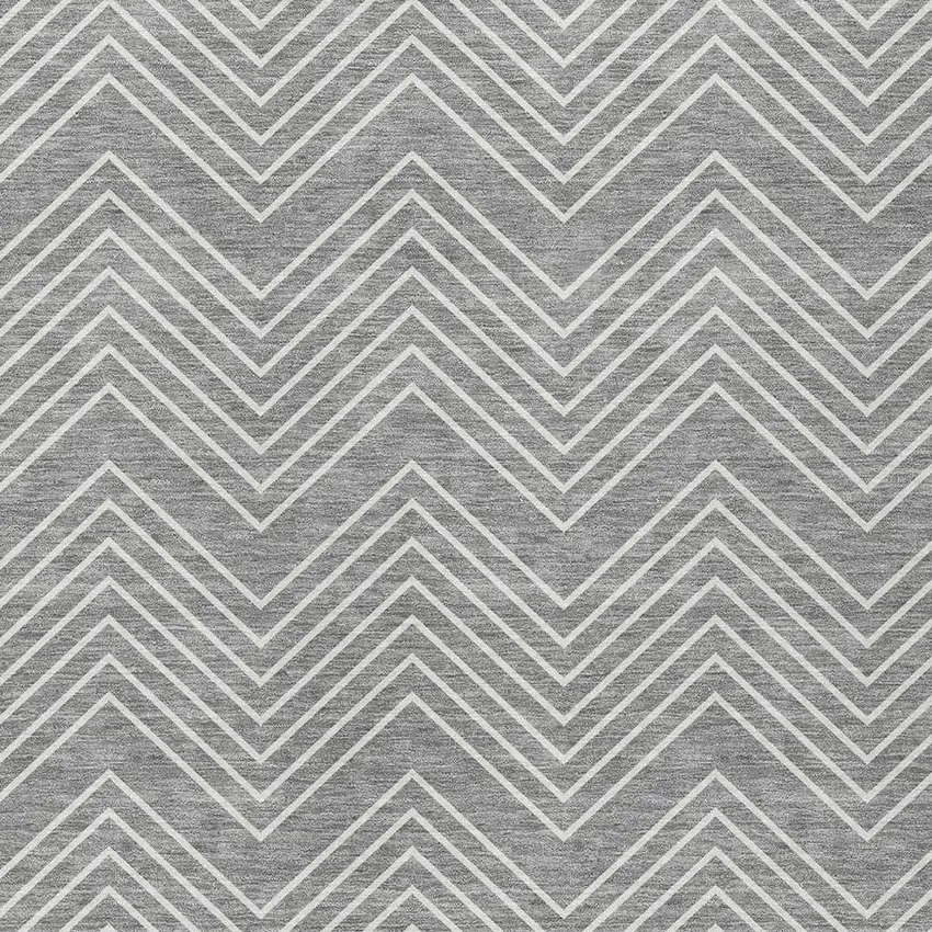 Gray And Ivory Geometric Washable Indoor Outdoor Area Rug Photo 2