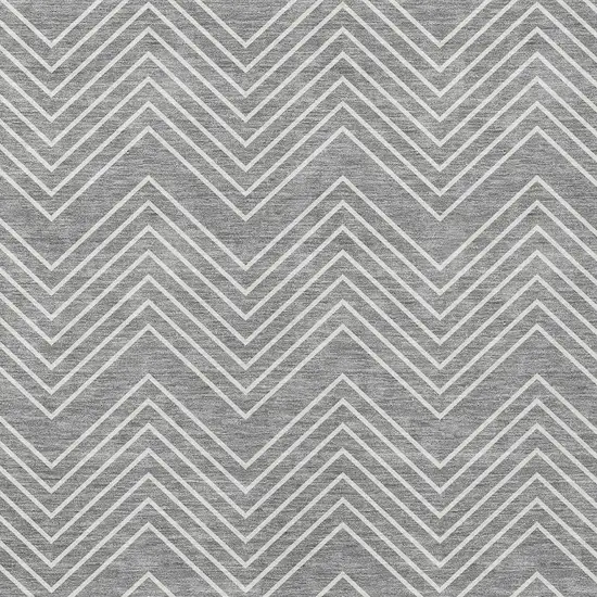 Gray And Ivory Geometric Washable Indoor Outdoor Area Rug Photo 2