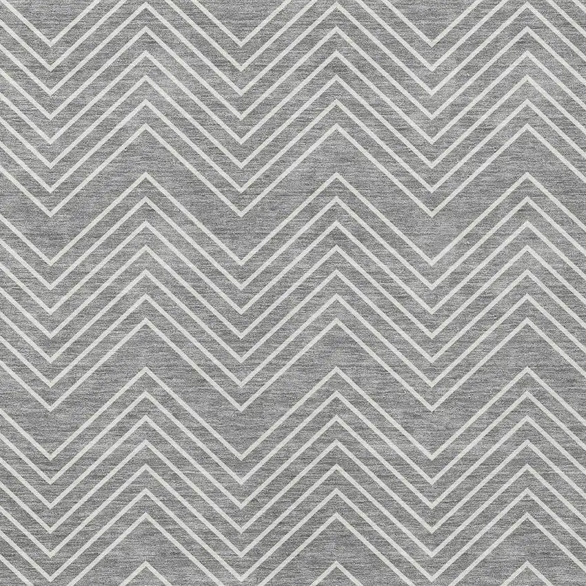 Gray And Ivory Geometric Washable Indoor Outdoor Area Rug Photo 2