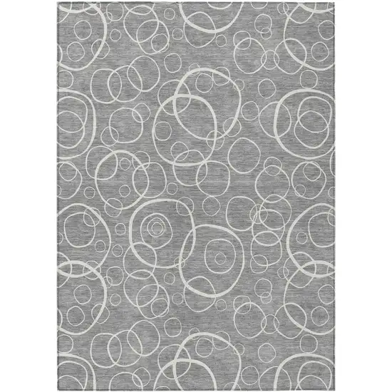 Gray And Ivory Geometric Washable Indoor Outdoor Area Rug Photo 1