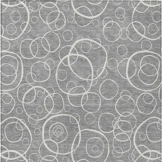Gray And Ivory Geometric Washable Indoor Outdoor Area Rug Photo 3