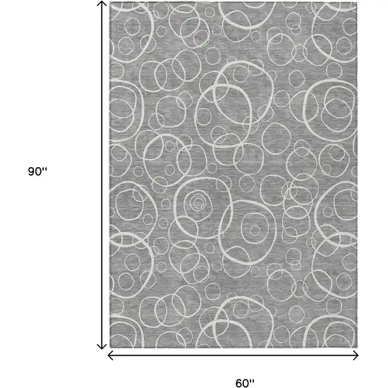 Gray And Ivory Geometric Washable Indoor Outdoor Area Rug Photo 7
