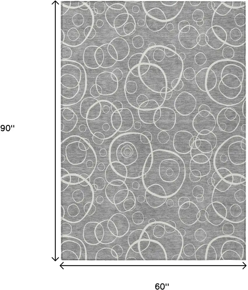 Gray And Ivory Geometric Washable Indoor Outdoor Area Rug Photo 7
