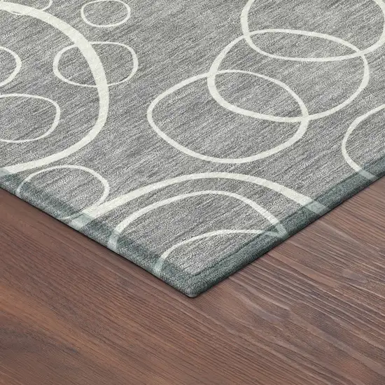 Gray And Ivory Geometric Washable Indoor Outdoor Area Rug Photo 5