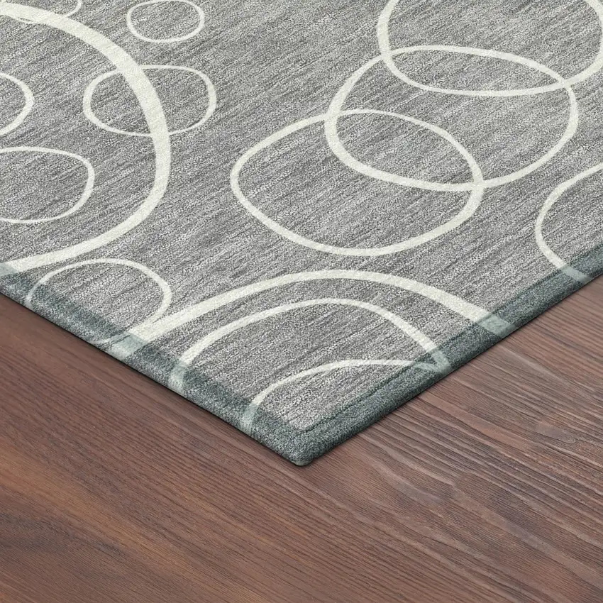 Gray And Ivory Geometric Washable Indoor Outdoor Area Rug Photo 5