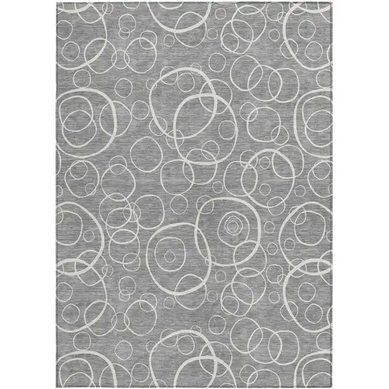 Gray And Ivory Geometric Washable Indoor Outdoor Area Rug Photo 3