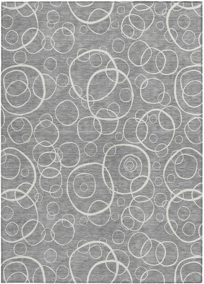 Gray And Ivory Geometric Washable Indoor Outdoor Area Rug Photo 3