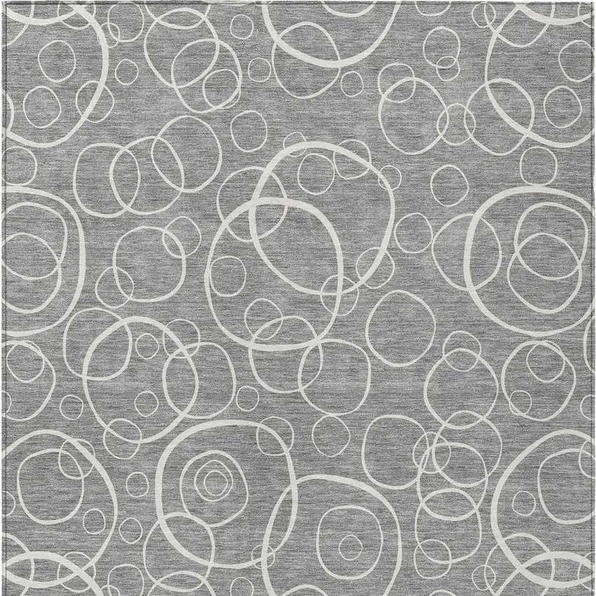 Gray And Ivory Geometric Washable Indoor Outdoor Area Rug Photo 2