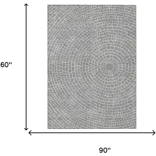 Gray And Ivory Geometric Washable Indoor Outdoor Area Rug Photo 6