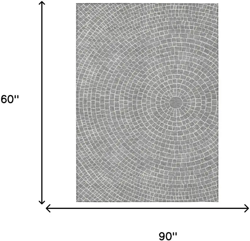 Gray And Ivory Geometric Washable Indoor Outdoor Area Rug Photo 6