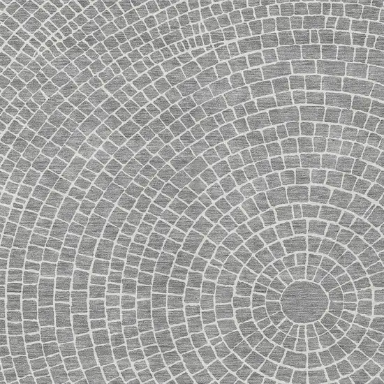 Gray And Ivory Geometric Washable Indoor Outdoor Area Rug Photo 2