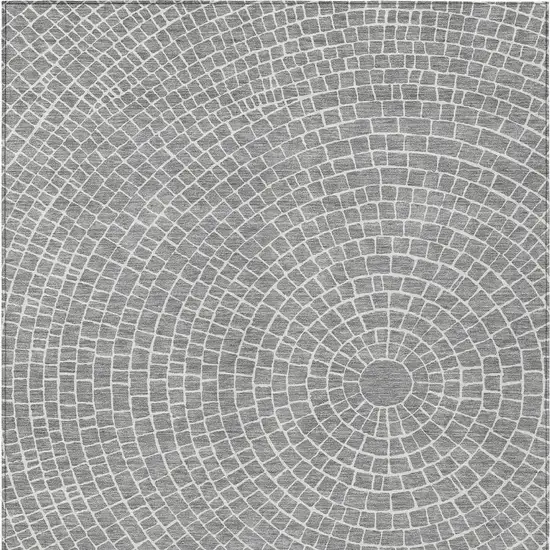 Gray And Ivory Geometric Washable Indoor Outdoor Area Rug Photo 3