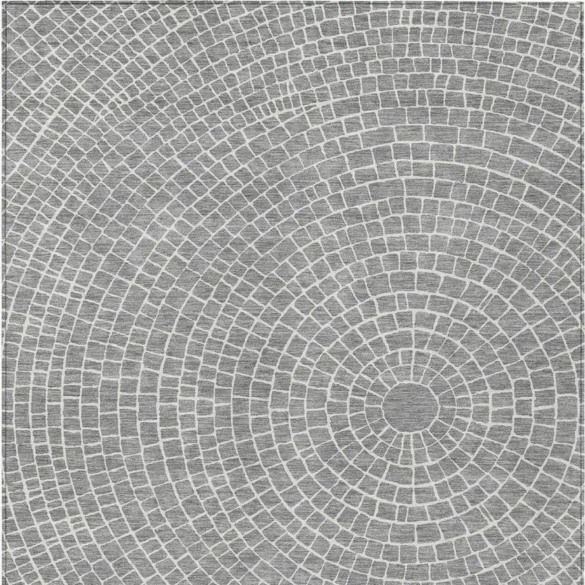 Gray And Ivory Geometric Washable Indoor Outdoor Area Rug Photo 3