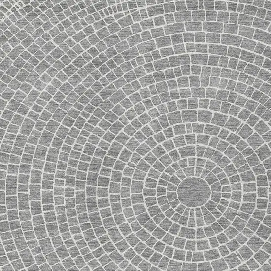 Gray And Ivory Geometric Washable Indoor Outdoor Area Rug Photo 2