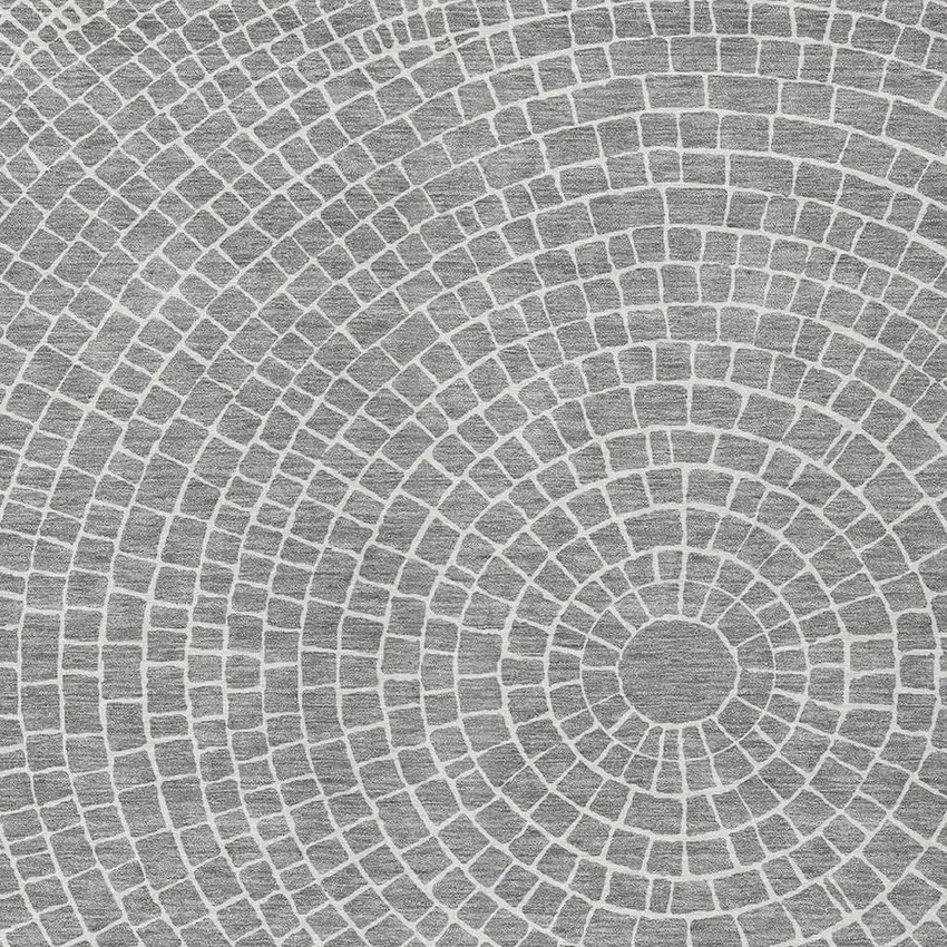 Gray And Ivory Geometric Washable Indoor Outdoor Area Rug Photo 2