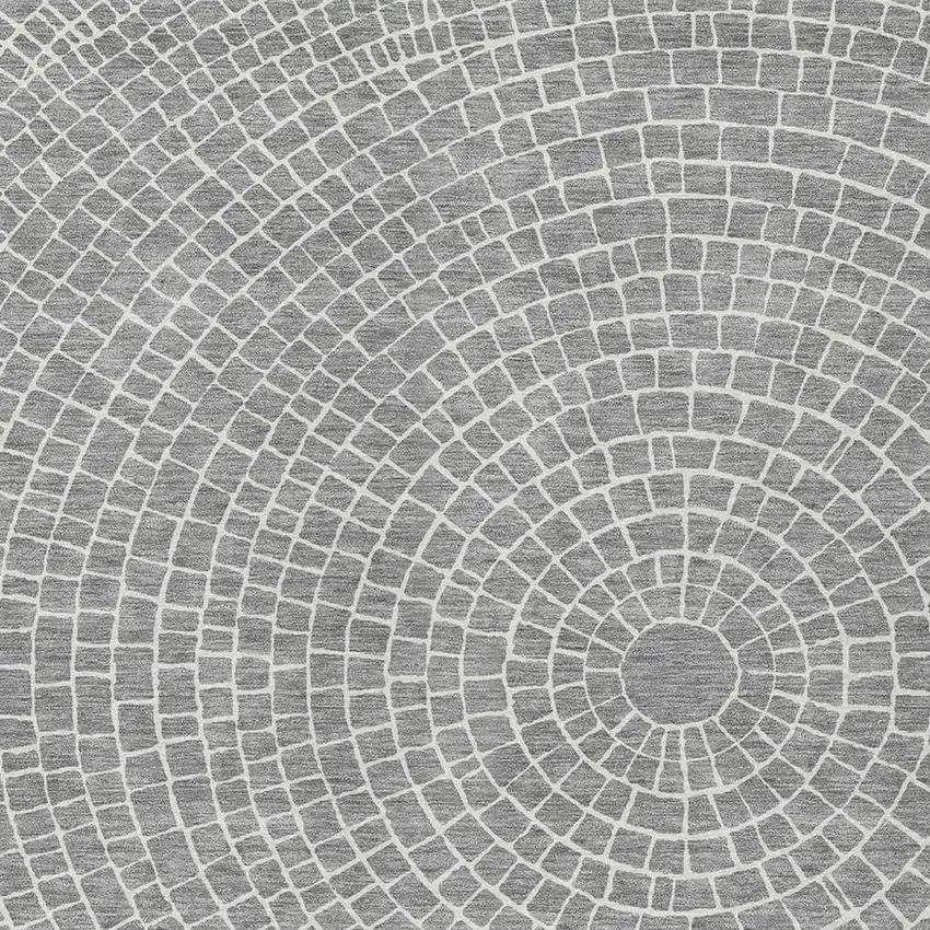 Gray And Ivory Geometric Washable Indoor Outdoor Area Rug Photo 2