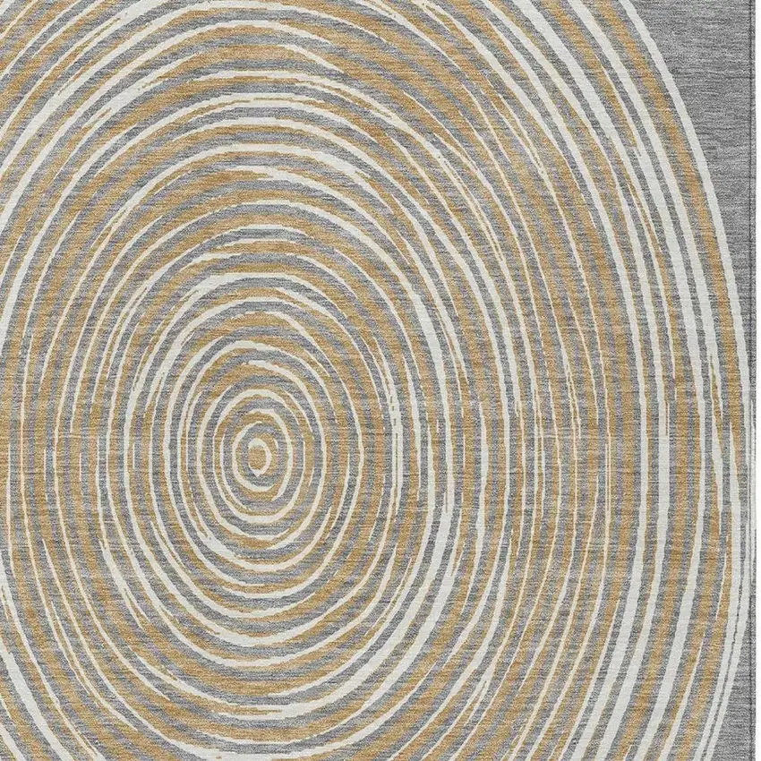 Gray And Ivory Geometric Washable Indoor Outdoor Area Rug Photo 3