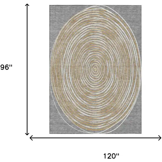 Gray And Ivory Geometric Washable Indoor Outdoor Area Rug Photo 9