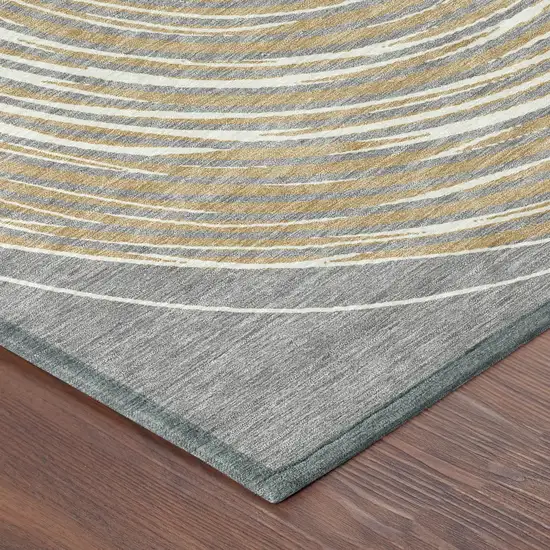 Gray And Ivory Geometric Washable Indoor Outdoor Area Rug Photo 7