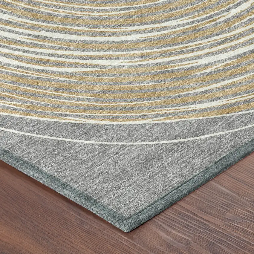 Gray And Ivory Geometric Washable Indoor Outdoor Area Rug Photo 7