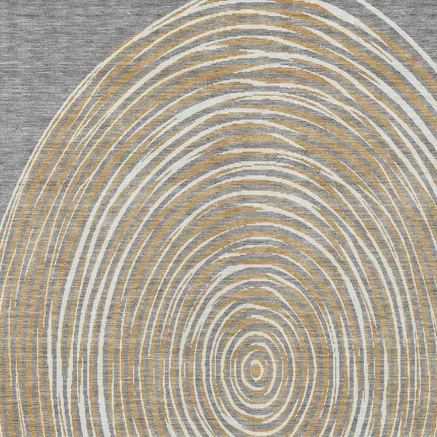 Gray And Ivory Geometric Washable Indoor Outdoor Area Rug Photo 5