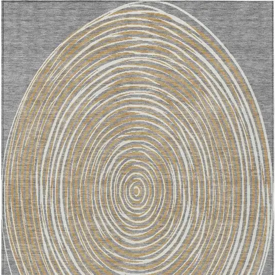 Gray And Ivory Geometric Washable Indoor Outdoor Area Rug Photo 6
