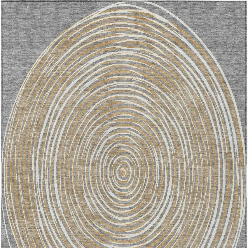 Gray And Ivory Geometric Washable Indoor Outdoor Area Rug Photo 6