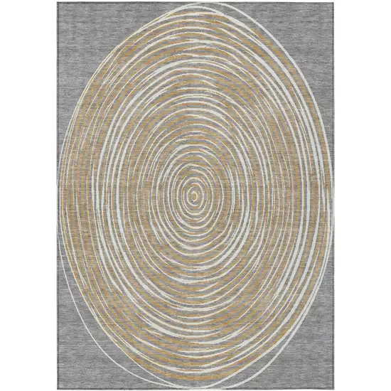 Gray And Ivory Geometric Washable Indoor Outdoor Area Rug Photo 2