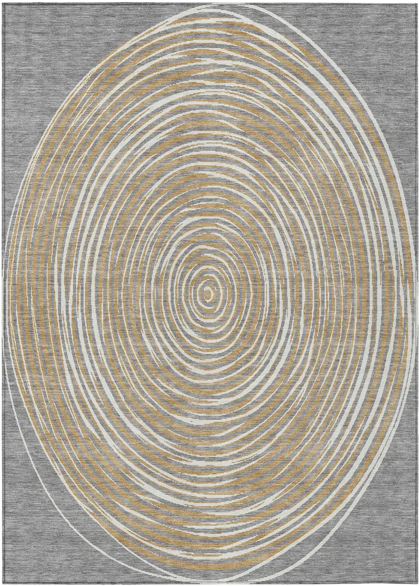 Gray And Ivory Geometric Washable Indoor Outdoor Area Rug Photo 2