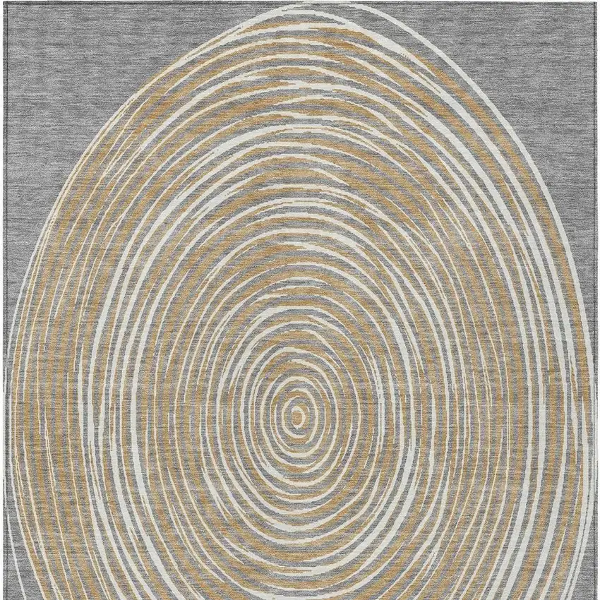 Gray And Ivory Geometric Washable Indoor Outdoor Area Rug Photo 4