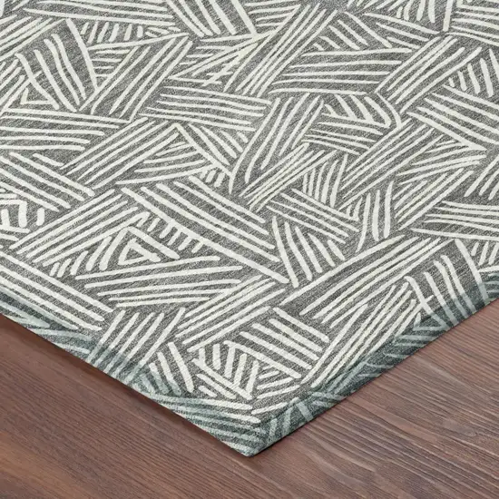 Gray And Ivory Geometric Washable Indoor Outdoor Area Rug Photo 7