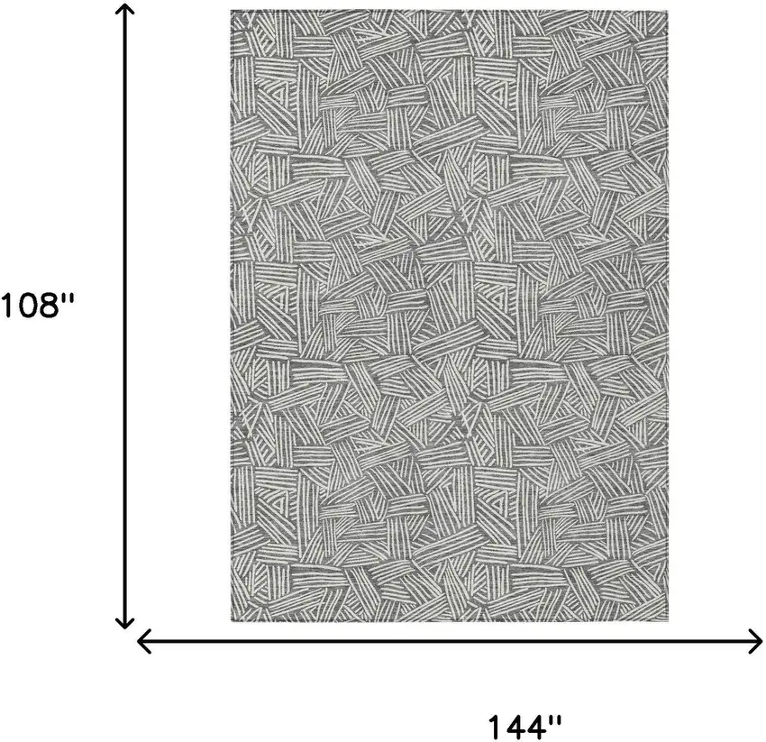 Gray And Ivory Geometric Washable Indoor Outdoor Area Rug Photo 9