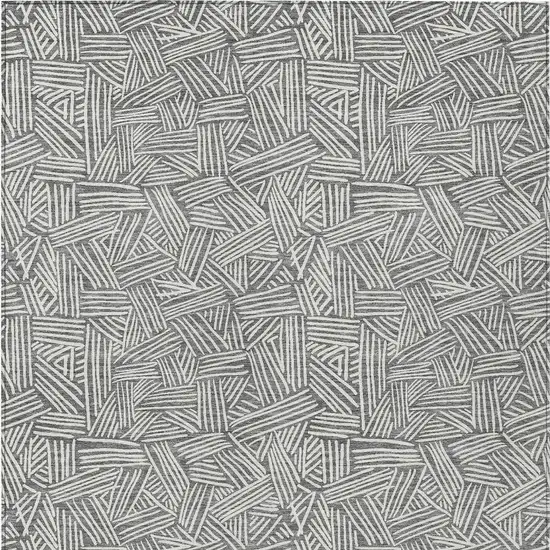 Gray And Ivory Geometric Washable Indoor Outdoor Area Rug Photo 6