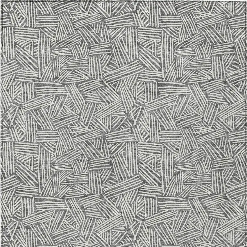 Gray And Ivory Geometric Washable Indoor Outdoor Area Rug Photo 6