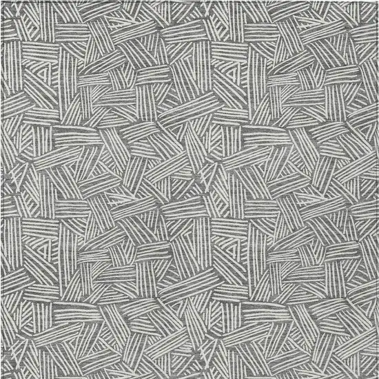 Gray And Ivory Geometric Washable Indoor Outdoor Area Rug Photo 4
