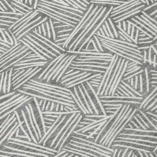 Gray And Ivory Geometric Washable Indoor Outdoor Area Rug Photo 8