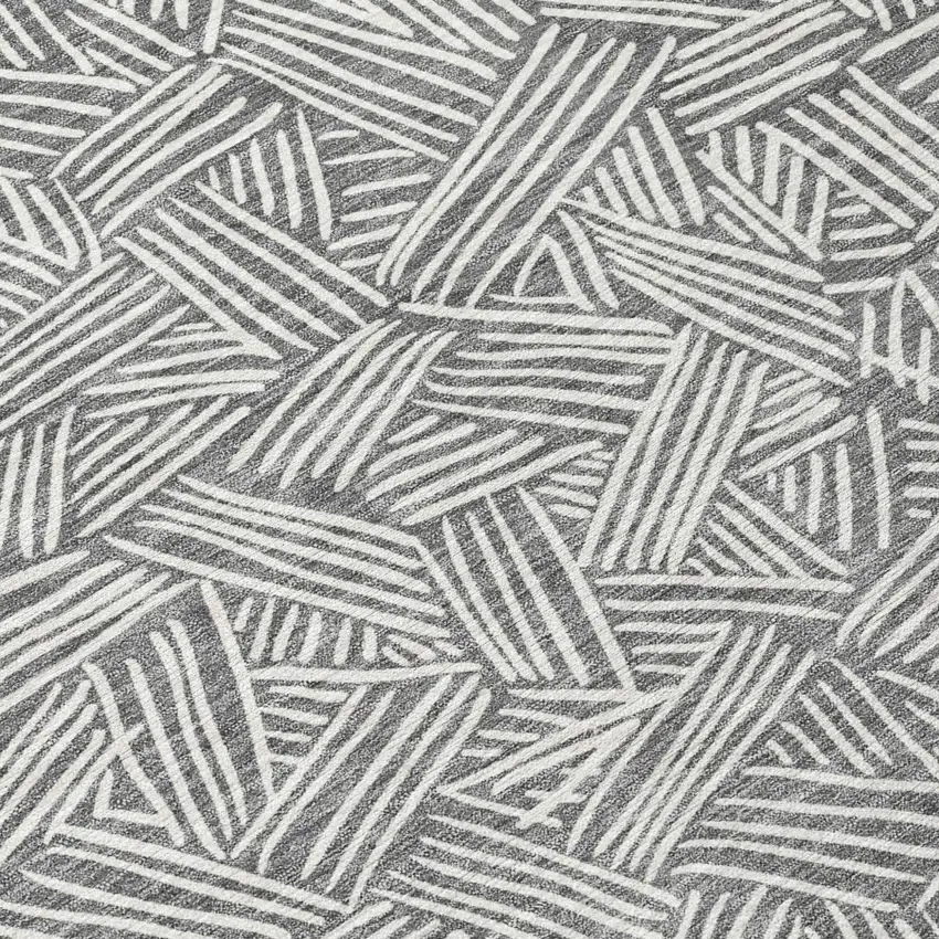 Gray And Ivory Geometric Washable Indoor Outdoor Area Rug Photo 8