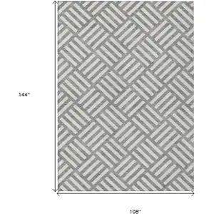 Photo of Gray And Ivory Geometric Washable Indoor Outdoor Area Rug