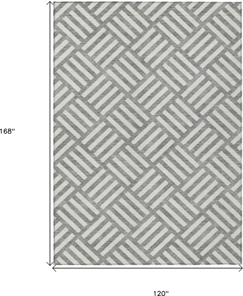 Gray And Ivory Geometric Washable Indoor Outdoor Area Rug Photo 9