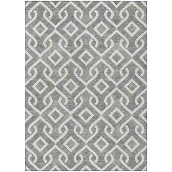 Gray And Ivory Geometric Washable Indoor Outdoor Area Rug Photo 2