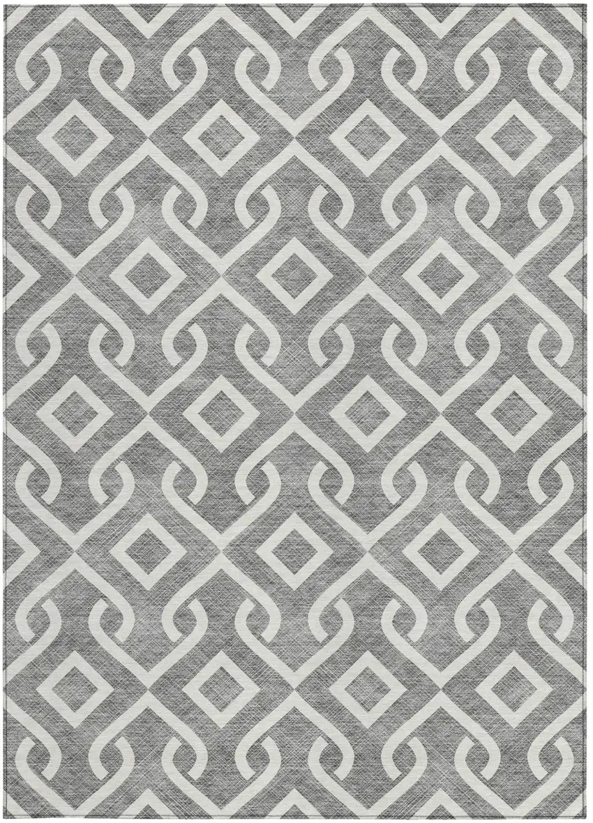Gray And Ivory Geometric Washable Indoor Outdoor Area Rug Photo 5