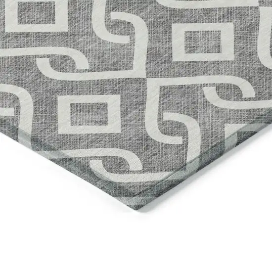 Gray And Ivory Geometric Washable Indoor Outdoor Area Rug Photo 5