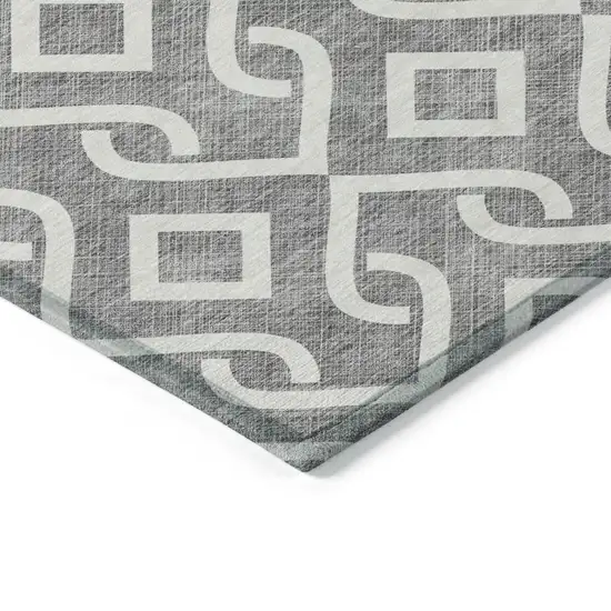 Gray And Ivory Geometric Washable Indoor Outdoor Area Rug Photo 5